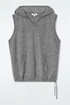 Cos Merino Wool Sleeveless Hoodie In Grey