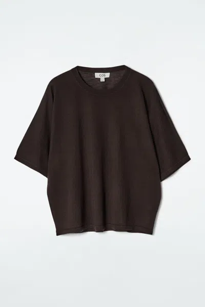 Cos Merino Wool T-shirt In Brown