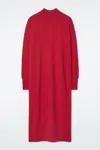 Cos Merino Wool Turtleneck Dress In Red