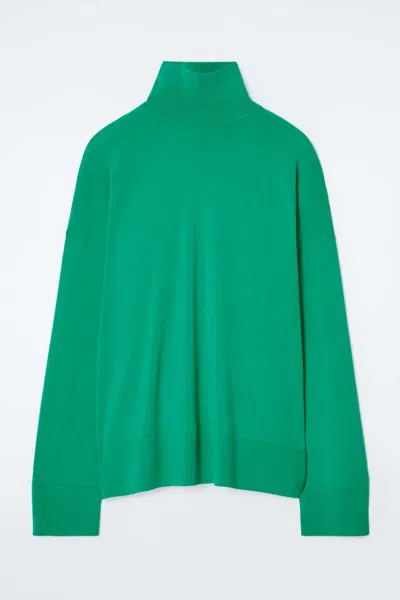 Cos Merino Wool Turtleneck Jumper In Green