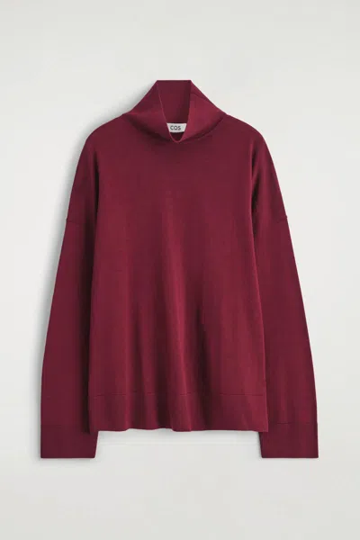 Cos Maglione Dolcevita In Lana Merino In Red