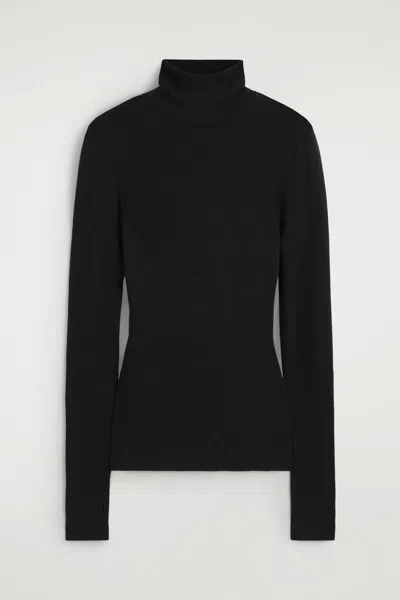 Cos Merino Wool Turtleneck Top In Black