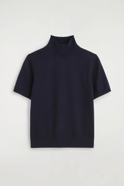 Cos Merino Wool Turtleneck Top In Blue