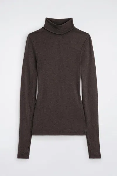 Cos Merino Wool Turtleneck Top In Brown
