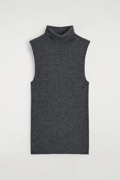 Cos Merino Wool Turtleneck Top In Gray