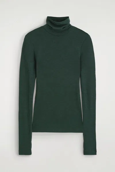 Cos Merino Wool Turtleneck Top In Green