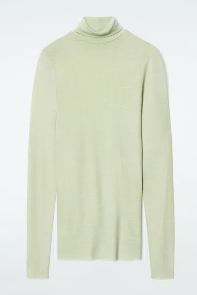 Cos Merino Wool Turtleneck Top In Green