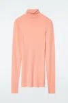 Cos Merino Wool Turtleneck Top In Orange