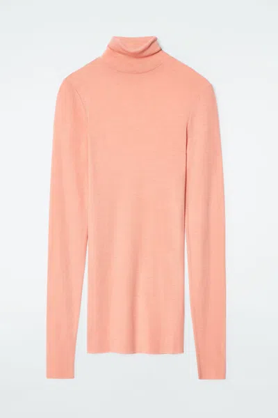 Cos Merino Wool Turtleneck Top In Orange