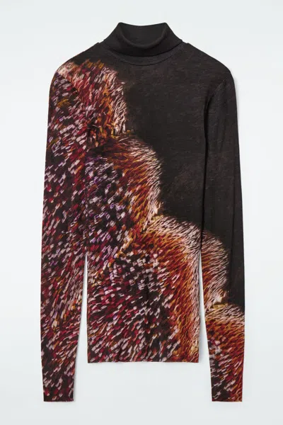 Cos Merino Wool Turtleneck Top In Orange