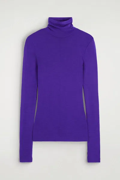 Cos Merino Wool Turtleneck Top In Purple