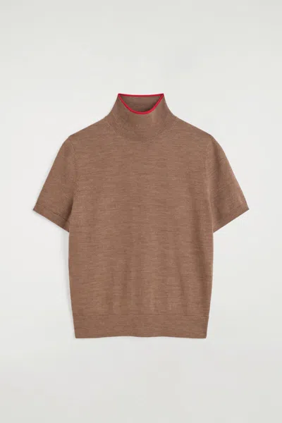 Cos Merino Wool Turtleneck Top In Sand