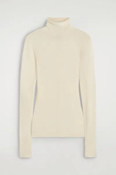 Cos Merino Wool Turtleneck Top In White