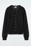 Cos Merino Wool V-neck Cardigan In Black