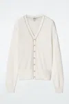 Cos Merino Wool V-neck Cardigan In White