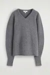 Cos Merino Wool V-neck Sweater In Gray