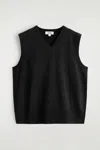 Cos Gilet In Lana Merino Con Scollo A V In Black