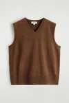 Cos Merino Wool V-neck Vest In Brown