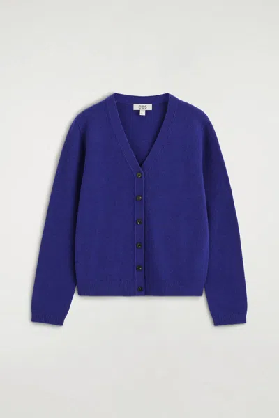 Cos Merino Wool V-neck Cardigan In Bleu