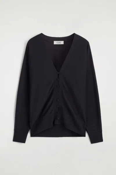Cos Merino Wool V-neck Cardigan In Blue