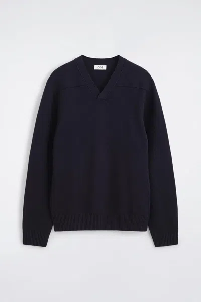 Cos Maglione In Lana Merino Con Scollo A V In Blu
