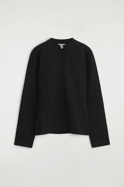 Cos Merino Wool-blend Cardigan In Black