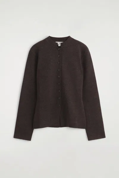 Cos Merino Wool-blend Cardigan In Brown