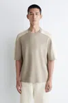 Cos Mesh-panel Knitted T-shirt In Beige