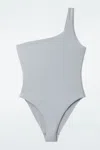 Cos Metallic One-shoulder Swimsuit In Grey