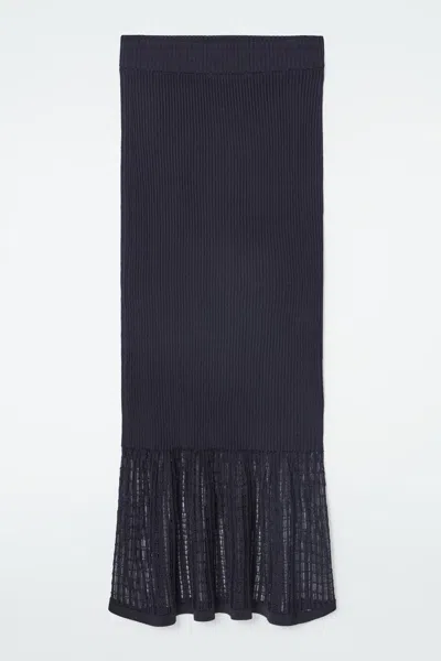 Cos Midirock Aus Rippstrick Mit Spitzenmuster In Burgundy