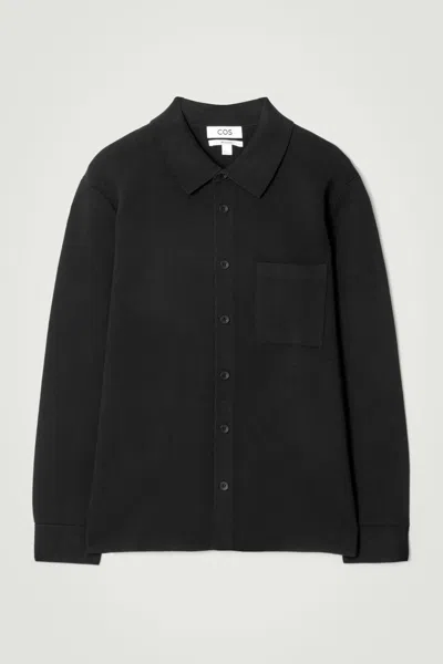 Cos Milano-knit Cotton Shirt In Black