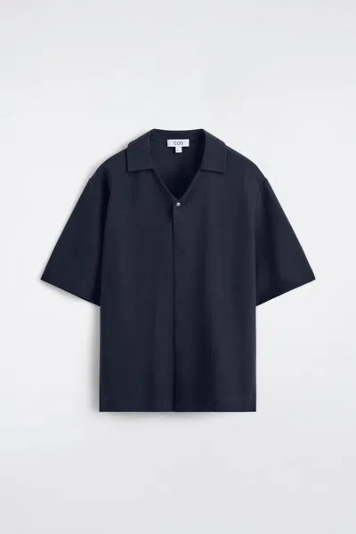 Cos Milano-jersey Short-sleeved Shirt In Blue