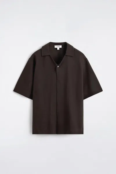 Cos Milano-jersey Short-sleeved Shirt In Brown