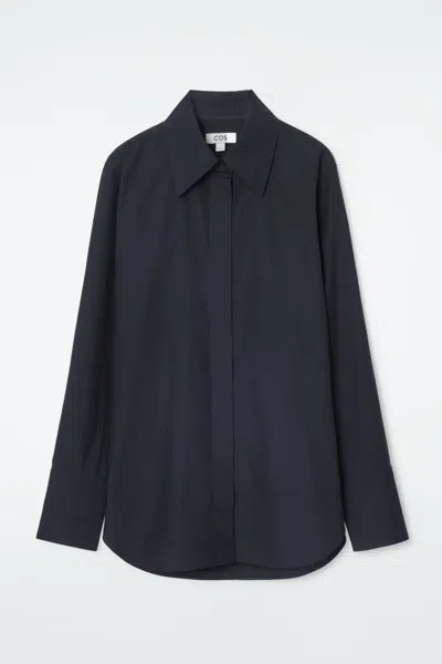 Cos Minimal Cotton Shirt In Blue