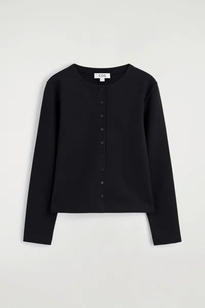 Cos Minimal Jersey Cardigan In Black
