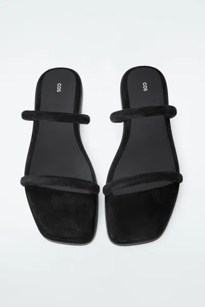 Cos Minimal Suede Sandals In Black