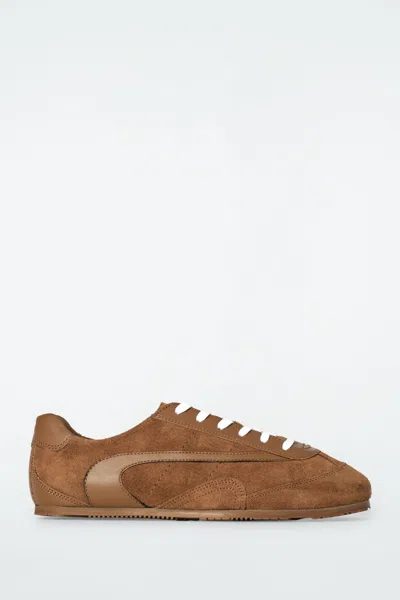 Cos Minimal Suede Trainers In Yellow