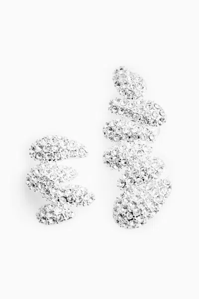 Cos Mismatched Crystal Climber Studs In Silver