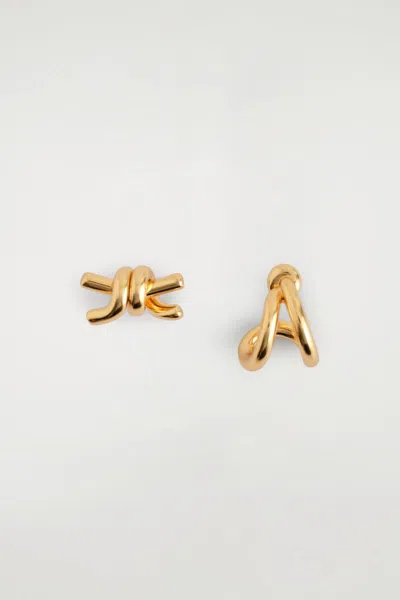 Cos Mismatched Knotted Earrings In Gold