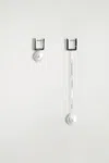 Cos Mismatched Rectangular Pearl Drop Earrings In Silver