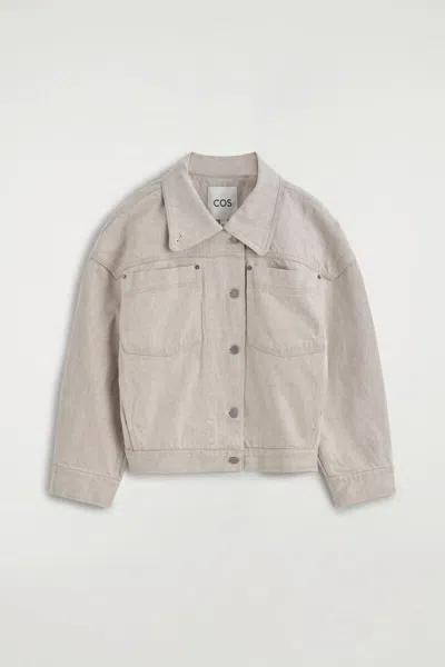 Cos Mock-neck Denim Jacket In Beige