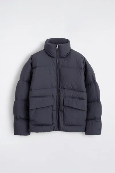 Cos Mock-neck Nylon Down Puffer Jacket In Blue