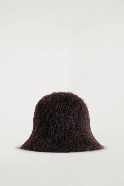 Cos Mohair Bucket Hat In Brown