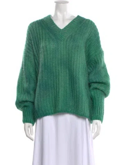 Pre-owned Cos Mohair V-neck Sweater In Green