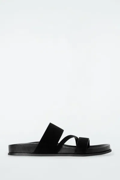 Cos Multi-strap Suede Sandals In Black
