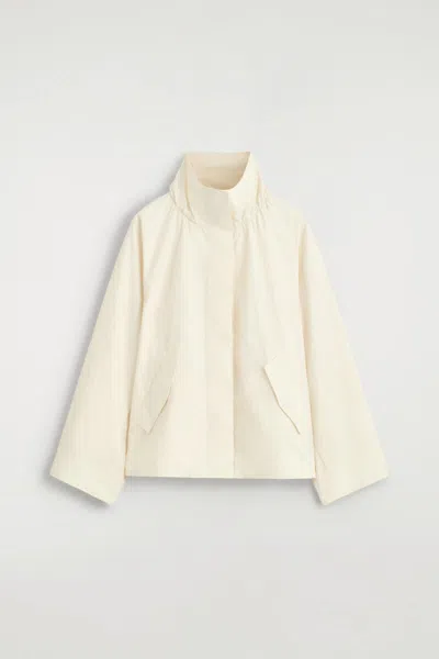Cos Nylon Funnel-neck Jacket In Bianco