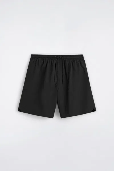 Cos Shorts Da Mare A Gamba Larga In Nylon Con Coulisse In Black
