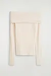 Cos Off-the-shoulder Merino Wool Top In White