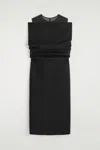Cos Off-the-shoulder Wool-silk Dress In Black