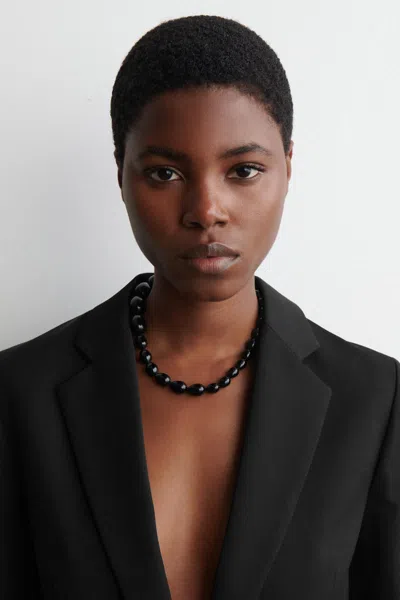 Cos Onyx Beaded Necklace In Black